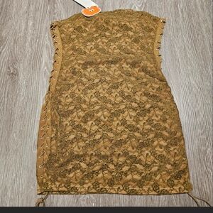 Cider Tan Lace-Up Dress